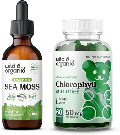 [BRSRAGI7AEHQIC3V] Wild & Organic Sea Moss Tincture 2 fl oz & Chlorophyll Gummies
