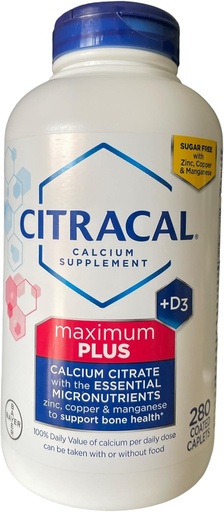 [BRSWGZQHAV6WOD3K] Citracal Calcium Citrate Caplets (Maximum Plus) + D3 1Pack (280 ct.) (Packaging may vary)