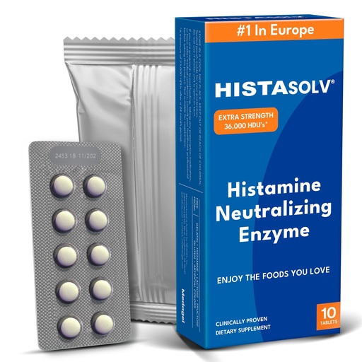 [BRSRA2T5PN4GYYDD] Medagel HISTAsolv Extra Strength DAO Enzyme Supplement for Histamine Food Intolerance - Eases Digestive Discomfort - Patented Tech - Made in Austria - 10 Pack
