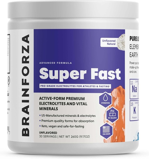 [BRSWGBAHDIPRSGT6] Mozog Forza Super Fast Keto Electrolytes pre pôst - Premium Electrolytes, Bez cukru alebo Ochutené w/Potasium, Sodík, horčík, vápnik, Zinok, Ružové Himalájska soľ, (30srv, Neochutené)