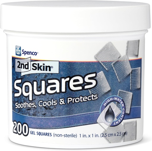 [BRSWIYT7AQGGEGAV] 2nd Skin Dressing 1" Squares (200 Count) - Blister Pads for Feet & Body - Cool Gel Relief Patches - 95% Water Formula - Non-Stick Chafing Protection - Portable First Aid for Athletes & Hikers
