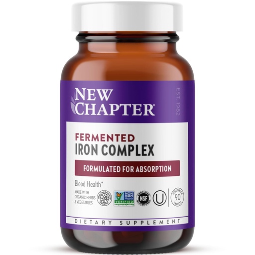 [BRSW2FIZCUCQMDTZ] New Chapter Iron Supplement, Whole-Food Fermented Iron Complex Made with Organic Vegetables & Herbs + One Daily Non-Constipating Dose- 90ct, 3 Month Supply