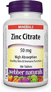 [BRSWI2YNPIDR2HT2] Webber Naturals Zinc Citrate 50 mg, 180 Tablets