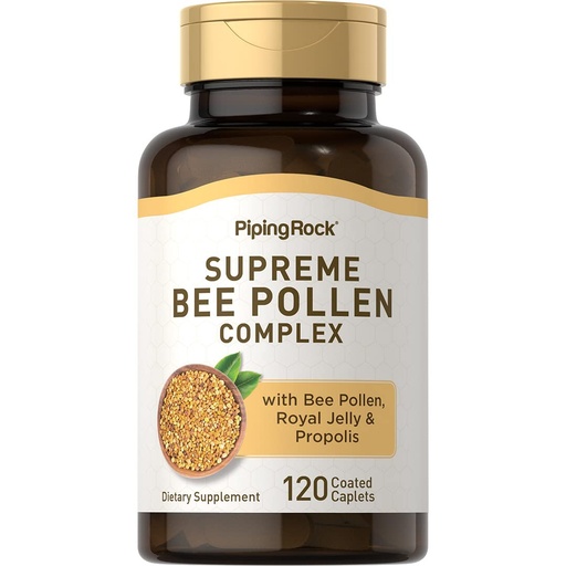 [BRSWIFDQAV4GOALC] Piping Rock Bee Pollen with Royal Jelly and Propolis | 120 Caplets | Complex Supplement for Women and Men | Non-GMO, Gluten Free
