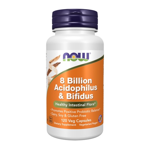 [BRSWIY32BQNB6FY3] NOW Foods Supplements, 8 Billion Acidophilus & Bifidus, Dairy, Soy and Gluten Free, Strain Verified, 120 Veg Capsules