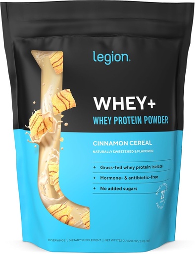 [BRSWYHA6BYMRSAD3] LÉGION Whey+ Protein Whey Isolate from Grass Fed Vows - Whey Protein Isolate Poudre faible en calories, non-OGM, sans sucre, sans lactose et sans gluten, toutes les protéines naturelles en poudre pour hommes et femmes, 60 portions