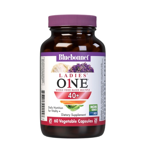 [BRSW2HTQBEFQIDTX] Bluebonnet Nutrition Ladies’ ONE 40+ Whole Food-Bed Multiple, Women Multivitamin for Women 40+, Soy-Free, Non-GMO, Gluten Free, 60 Vegetable Capsules, 60 Servings