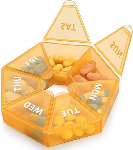 [BRSW2YYQPJ7AMCTZ] Ugentlig Pill Organizer Stor 7 dages Pill Box Organizer Daglig medicin sag for Vitamin Fish Oil Pills Kosttilskud Gigt Venlig