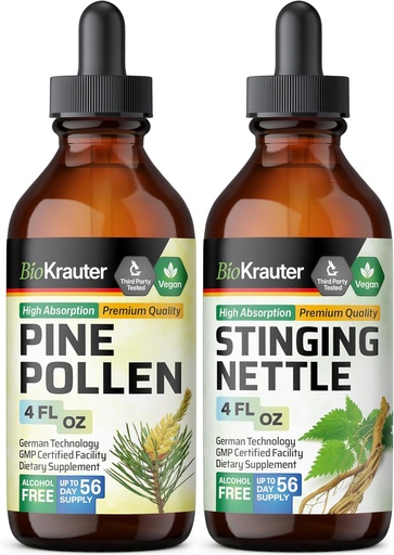 [BRSRAGL2DF7Q4C3A] BIO KRAUTER Pine Pollen Tincture 4 Fl. Oz. & Stinging Nettle Tincture 4 Fl. Oz.