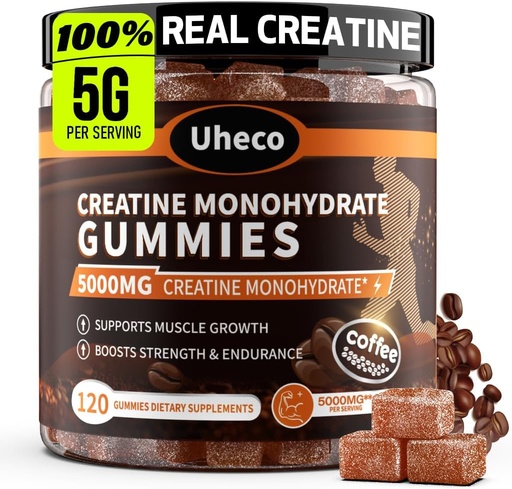 [BRSRAGIOAEIQI2Y3] Coffee Flavor Creatine Monohydrate Gummies for Men & Women,Contains L-Taurine + Vitamin B12, Betaine, L-Citrulline for Improve Exercise Endurance, Muscle Strength -120 Count