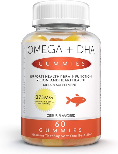 [BRSWYY32DMORECT7] Burpless Fish Oil Gummies med Omega 3 6 & 9 Plus DHA for barn og voksne - Hjerne, Minne, Fokus og Immunitet Booster - Ikke-GMO, Glutenfri, Gelatin Gratis