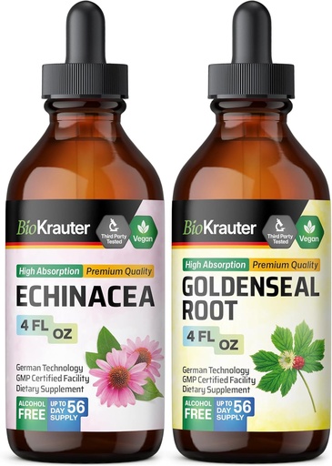 [BRSRAGL3OUJWO2Q6] BIO KRAUTER Echinacea Tincture 4 Fl. Oz eta Goldenseal Tincture 4 Fl. Oz.