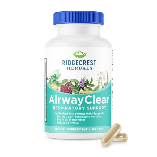[BRSWKFICAB4RCF3I] Ridgecrest Herbals AirwayClear, Lung Health and Breathing Support Supplements with Schisandra Fruit, Cassia Bark and Ginger Root, Sinus, Mucus Support, Gluten Free (60 Vegan Caps, 30 Serv)