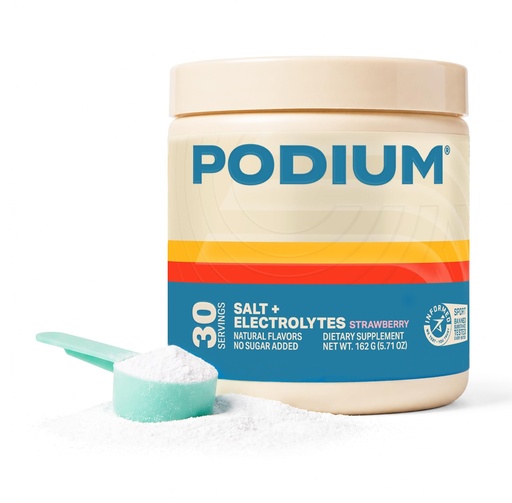 [BRSRAYYFCECRUGQZ] Podium Nutrition Training Salt + Electrolytes Powder, Strawberry, Post Workout Hydration & Muscle Recovery Support, Electrolyte Drink, Magnesium, Potassium, Calcium & Sodium Salts, 30 Servings