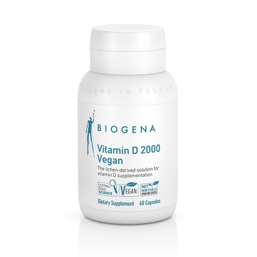 [BRSWYAI3OJ5AICTF] Biogena Vitamin D 2000 Vegan Formula - Sun Vitamin D3 Supplement for Calcium Absorption, Immune Support - 60 Capsules**