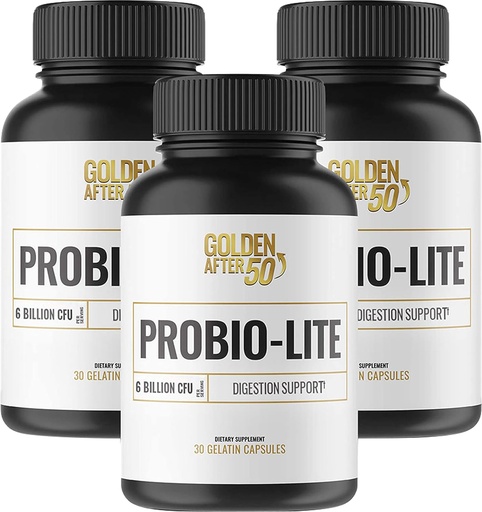 [BRSW2EIFC55QAYD7] Golden After 50 Probio-Lite - for Gut Health and Digestion Support - Probiotics for Men and Women - 3 Bottles - Probiotics for Occasional Heartburn, Gas, Indigestion