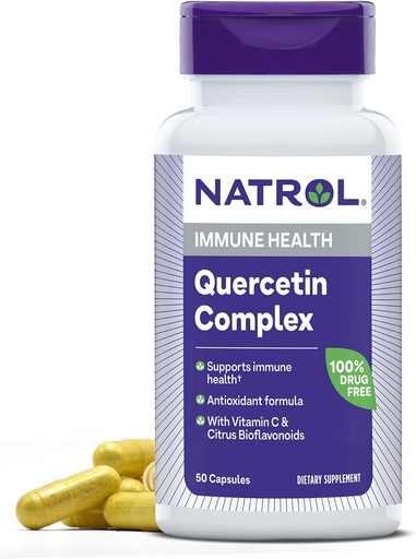 [BRSWIYTYO4GWE33M] Natrol Quercetin Complex, 면역 건강을 위한 규정식 보충교재, 비타민 C와 Citrus Bioflavonoids, 25 일 공급까지 50의 캡슐을 가진 Quercetin 보충교재