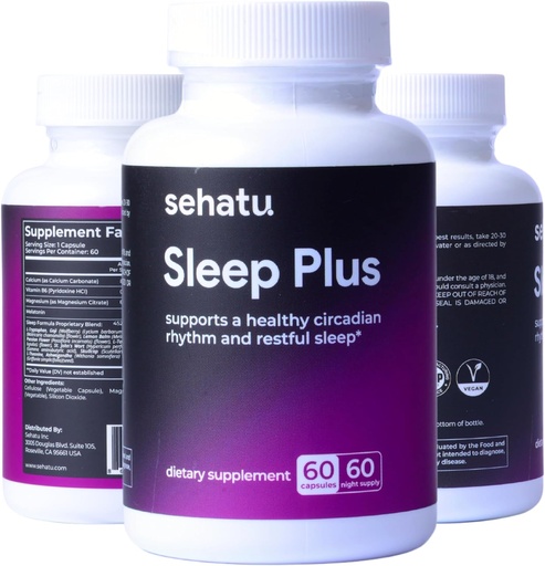 [BRSRMBICBMOR42AY] Sleep Plus Supplement | with Melatonin, GABA, Ashwagandha, 5-HTP | for Men and Women Seeking a Healthy Sleep-Wake Schedule and A Relaxed Mood | 60 Count | 60 Day Supply