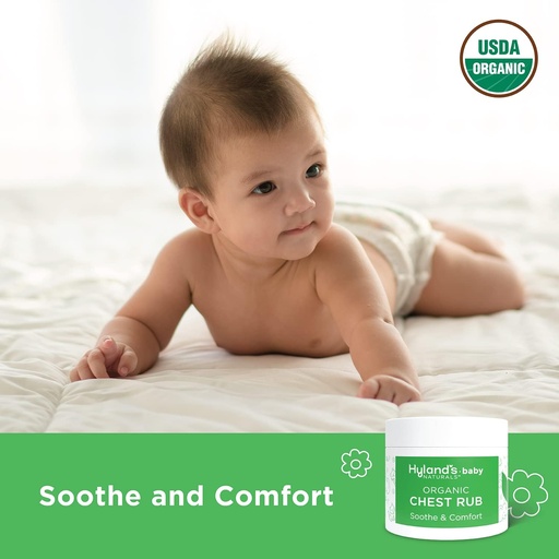 [BRSROGDYCMFGKYAY] Hyland's Baby Organic Chest Rub, Soothe і Comfort, з органічною лавандою, перцем і ромашкою Квіткова олія, Сейф і гентль, Дерматолог Випробувано, 1.76 Oz, Infant (Pack of 2)