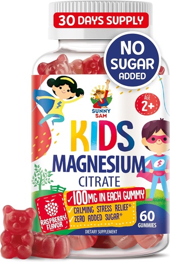 Magnesium Gummies for Kids & Adults - 100mg - Calm Magnesium Chews - Magnesium Citrate Chewable Supplement for Mood & Muscle Support - 60 Gummies