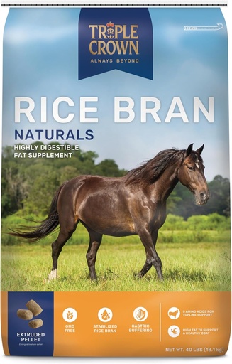 [BRSRABT5DECQ4FDD] Triple Crown Rice Bran, Rice Bran for Horses, Horse Weight Supplement, 40 lbs