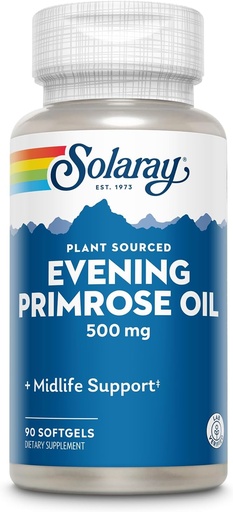 [BRSWIYQAO4GQKAL4] SOLARAY High Potency Evening Primrose Oil 500mg - Midlife Support - Source of Gamma Linolenic Acid and Linoleic Acid - No Solvents, Cold Pressed - 90 Servings, 90 Softgels