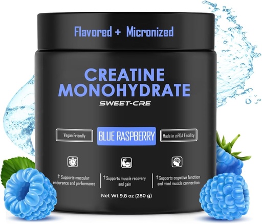 [BRSRA2YZBZ6QIADU] Creatine Monohydrate – 5g Creatine Monohydrate Powder – Advanced Creatine for Women and Men – Bulk Supplements Creatine – Delicious Fruit Punch Flavor – 10oz (40 Servings, Blue Raspberry)