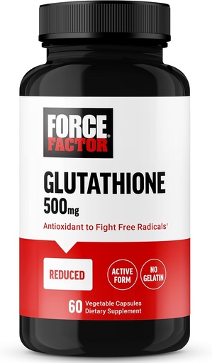 [BRSROGQPC5YGY2Y6] FORCE FACTOR Glutathione Supplement, Antioksit Glutathione 500 mg for Superior Abors and Efficacy, Active Form, Vegan, Non-GMO, 60 Sebze Capsules