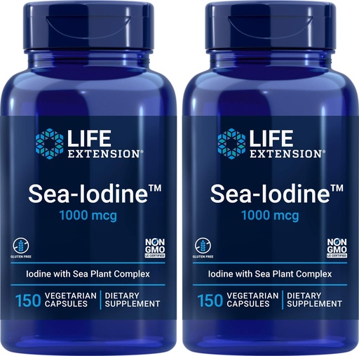 [BRSWYZT2CR7A2ELL] Life Extension Sea Iodine 1000 mcg, 150 Veg Caps (Pack of 2) - Natural Iodine Supplement from Kelp and Bladderwack