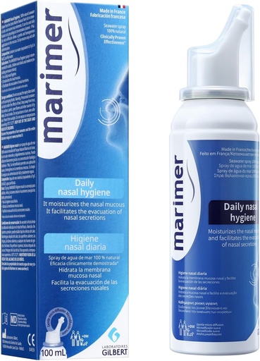 [BRSW2C3YCEBQO33A] Daily Saline All Natural Seawater Nasal Spray,Sinus Rinse & Sinus Allergy Symptom Reliever 3.38 FL OZ (100 mL)