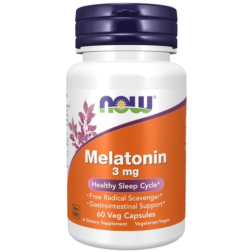[BRSWIYYPOMNW2G3A] NOW Foods Supplements, Melatonin 3 mg, Free Radical Scavenger*, Healthy Sleep Cycle*, 60 Veg Capsules