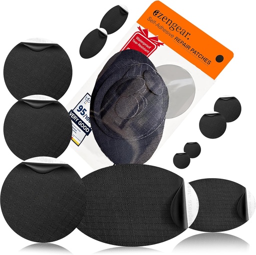 [BRSROGITBMCQ4YD6] aZengear Repair Patches - Waterproof, Self-Adhesive, Tear-Cold-Heat-Resistant Polyester Fabric to Fix Down Jacket, Puffer, Snowsuit, Shoe, Tent, PVC, Clothing, Upholstery (Black)