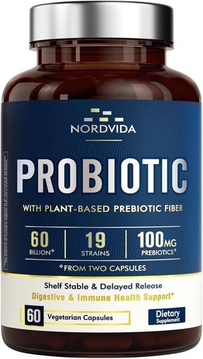 [BRSWGBI6C4FRO2Q4] Probiyotik 60 milyard 19 Kişi və Qadınlar üçün Organic Prebiyotik ilə Strains, Digestive & Immune Health, Raf Stable gecikmə Release, Non-GMO No Dairy, 60 Vegan Caps