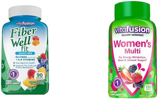 [BRSROAIPDMHRSDI7] Vitafusion Fiber Well Fit Gummies Supplement, 90 Count (Packaging May Vary) & Womens Multivitamin Gummies, Berry Flavored Daily Vitamins for Women