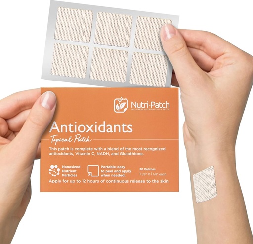 [BRSWGYIQAUOQM2QY] NUTRI- PATCH Antioksidantai Aktualus pleistras, Infuzuotas su vitaminu C, Glutationas, kofermentas Q10, NAC, 30 Skaičiavimas