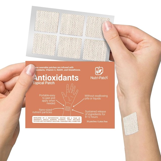 [BRSWGYIQAUOQM2QY] NUTRI-PATCH Antioxidants Topical Patch, Infused with Vitamin C, Glutathione, Coenzyme Q10, NAC, 30 Count