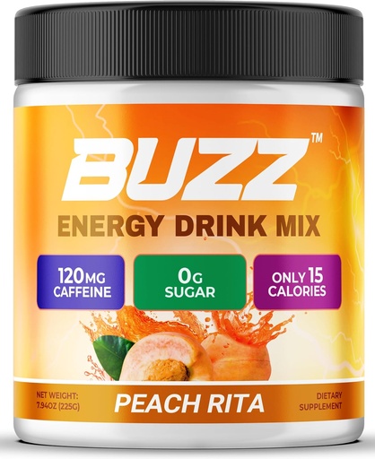 [BRSROYYKAAIWOET7] Morning Buzz Energy Drink Powder - Energy Boost Drink Mix - Enerxía sen azucre con antioxidantes - Morning Kickstart e Sports Nutrition Endurance Product - 30 servizos, Peach Rita, 8 onzas