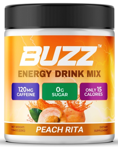[BRSROYYKAAIWOET7] Morning Buzz Energy Drink Powder - Sugar Free Energy Drink Mix - Pre Workout Drink Mix with 18 Vitamins & Minerals, No Jitters, No Crash - Gluten Free, No Artificial Dye, Original Peach Rita Flavor