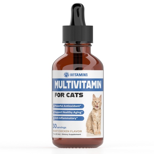 [BRSROBD7CRYA2237] Cat Multivitamin - Supports Immune Health, Skin, Coat, Heart Health & More - Cat Vitamins - Cat Supplements & Vitamins - Cat Vitamins for Indoor Cats - Kitten Vitamins - Cat Immune Support - (1)