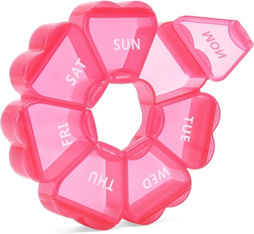 [BRSRAHQ2CIJQOELO] Pink Weekly Pill Organizer, Pill Box 7 Days, Daily Vitamin Case with Large Capacity Compartments, Pills Containers for Fish Oil Medicine and Other Supplements