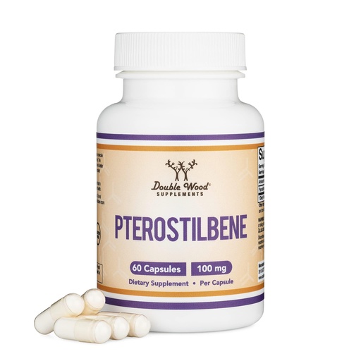 [BRSWGZAEPN6RUELU] Pterostilbene Supplement 100mg Capsules (Third Party Tested) 60 Capsules, Superior to Resveratrol, Antioxidant for Longevity Support (Non-GMO, Gluten Free) by Double Wood