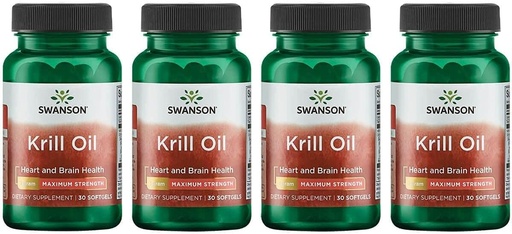 [BRSWGFD3B4IRA2A7] Swanson EFAs- Krill Oil - Maximum Strength - 1 g, 30 Softgels (4 Pack)