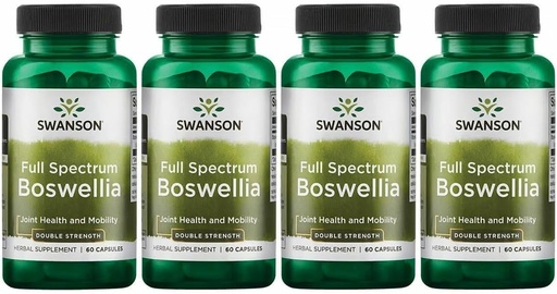 [BRSWGZIDOIFWG3Q2] Swanson dvojno moč Boswellia-Herbal dodatek spodbujanje skupno podporo-Ayurvedski Herb za skupno prilagodljivost in mobilnost podpora-Made w/Boswellia Serrata Resin-(60 kapsul, 800mg vsak) 4 pakiranje