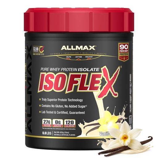 [BRSWIGQBDIFR2CA7] ALLMAX ISOFLEX Pure Whey Isolate Protein Powder - Gluten Free, Low Lactose, Sugar-Free - High-Protein, Clean, Keto-Friendly for Pre Post Workout Supplement for Women and Men | Vanilla, 1lb