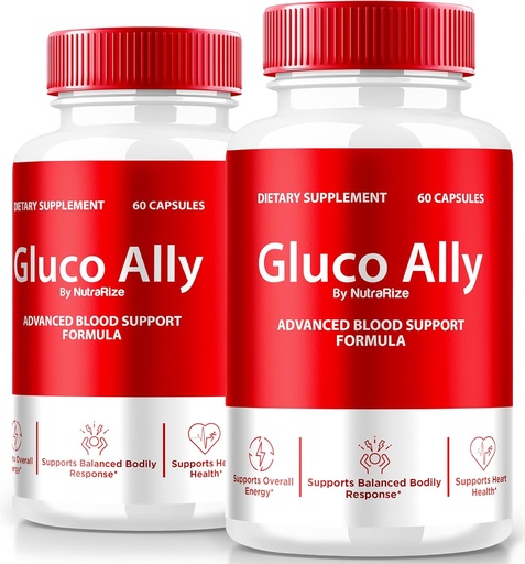 [BRSRAGAQAV6RQ23J] (2 Pack) Gluco Ally Capsules,官方GlucoAlly Pilles,综合血液支持公式,所有维持健康水平的自然补充,Premium Gluco-Ally Capsulas Review (120 Capsules).