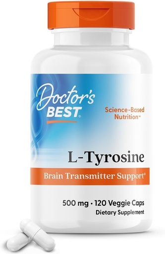 [BRSWIA3RBV6RQADI] Médicos Mejor L-Tyrosina, 500 mg, Soporte para Transmisores de Cerebro, No GMO, Gluten Gratis 120 Veggie Caps