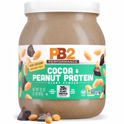[BRSWGC34BNYR63DJ] PB2 Performance Peanut Plant Based Vegan Protein Powder | 20g Complete Protein, No Added Sugar, Prebiotic Fiber | Dairy Free, Certified Vegan, Non-GMO, and Gluten Free [Peanut with Dutch Cocoa, 2lb]