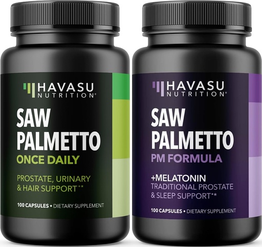 [BRSW2Y33BYDRG333] HAVASU NUTRITION Nighttime Saw Palmetto with Melatonin (60 Servings) & Daytime Saw Palmetto Capsules (100 Servings)