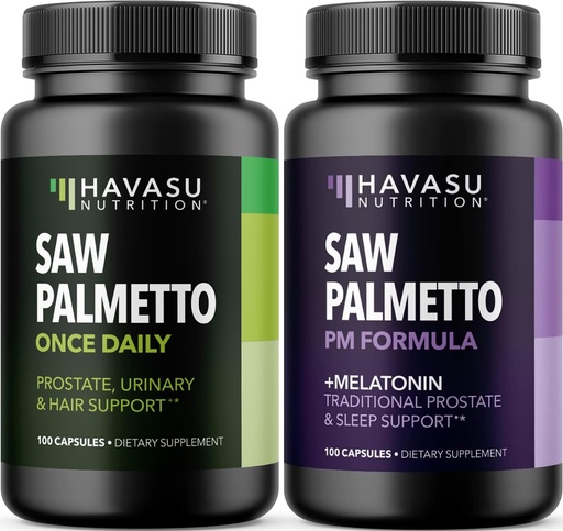 [BRSW2Y33BYDRG333] HAVASU NUTRITION Nighttime Saw Palmetto with Melatonin (60 Servings) & Daytime Saw Palmetto Capsules (100 Servings)