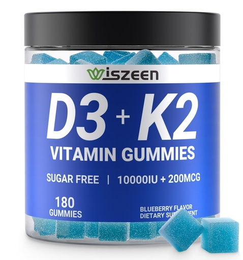 [BRSRA2Q7B4IQMFIZ] Sugar-Free Vitamin D3 K2 Gummies, Vitamin D3 10000iu & Vitamin K2(MK7) 200mcg with Calcium, Magnesium, Vitamin B12 for Bone Muscle Teeth Immune, Vegan